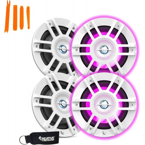  Infinity KAPPA6120M - Two Pairs of Kappa Marine KAPPA6120M White 6.5 Premium 2-Way RGB LED Coaxial Speakers