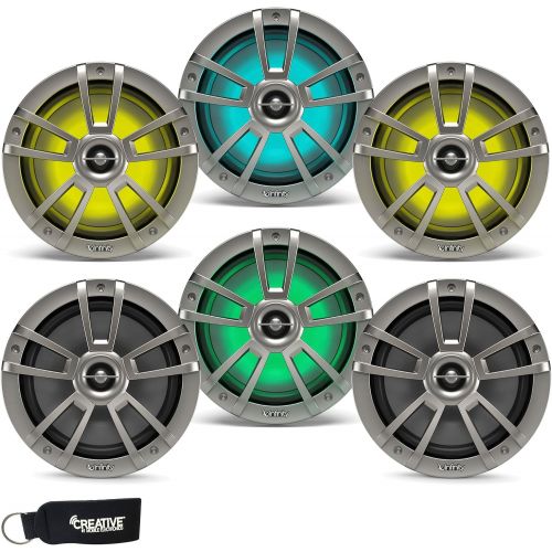  Infinity Marine Bundle - Three Pairs of Infinity 822MLT Marine 8 Inch RGB LED Coaxial Speakers - Titanium