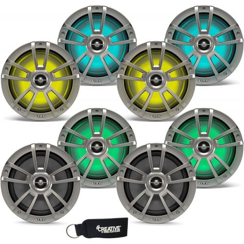  Infinity Marine Bundle - Four Pairs of Infinity 822MLT Marine 8 Inch RGB LED Coaxial Speakers - Titanium