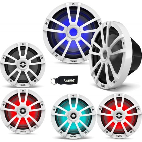  Infinity - Two Pairs of 822MLW Marine 8 Inch LED Speakers & Two 1022MLW 10 Marine LED Subwoofers - White