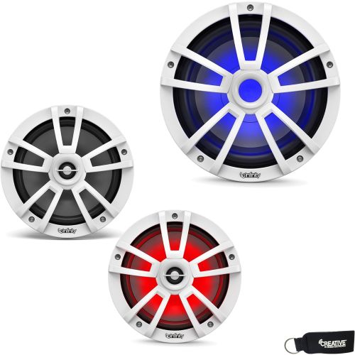  Infinity - A Pair of 822MLW Marine 8 Inch LED Speakers & A 1022MLW 10 Marine LED Subwoofer - White