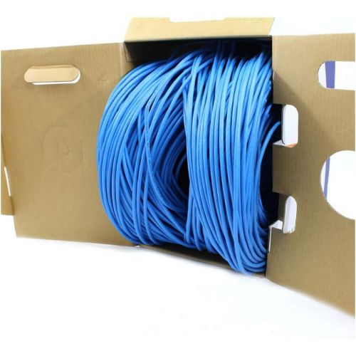  Infinity Cable Products Infinity Cable CAT5E Plenum CMP 24AWG UTP Solid, 1000 Feet, 100% Bare Copper, UL Certified, Easy to Pull (Reelex II) Box, Blue
