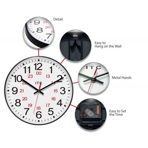  Infinity Instruments 1224 Hour 12-Inch Wall Clock