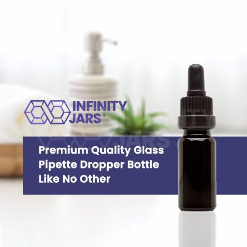  Infinity Jars 10 Ml (.34 fl oz) 10-Pack Set Black Ultraviolet Glass Bottle w/Glass Eye Dropper