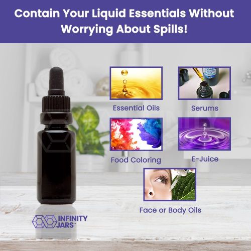  Infinity Jars 15 Ml (.5 fl oz) Black Ultraviolet Glass Bottle w/Glass Eye Dropper 3-Pack