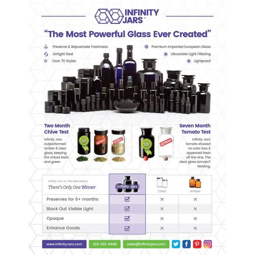  Infinity Jars 15 Ml (.5 fl oz) Black Ultraviolet Glass Bottle w/Glass Eye Dropper 3-Pack