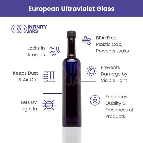  Infinity Jars 500 Ml (17 fl oz) Black Ultraviolet Long Neck Glass Oil Bottle