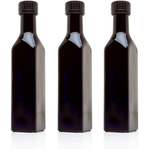  Infinity Jars 250 Ml (8.5 fl oz) Square Ultraviolet Medium Sized Glass Bottle With Plastic Spout 3-Pack