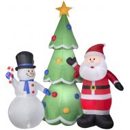 Gemmy 13 Airblown Santa and Snowman w Tree Christmas Inflatable