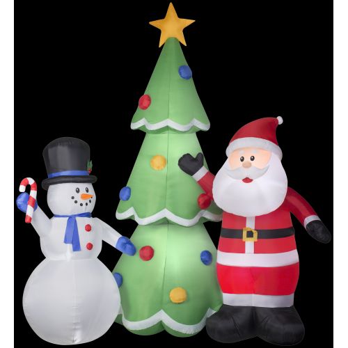 인플레터블 Gemmy 13 Airblown Santa and Snowman w Tree Christmas Inflatable