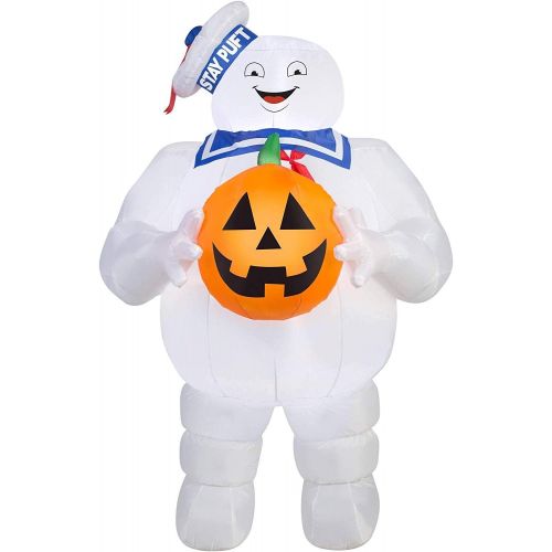 인플레터블 할로윈 용품Airblown Inflatable Halloween Inflatable Ghostbusters 5 Stay Puft Marshmallow Man Holding Pumpkin by Gemmy