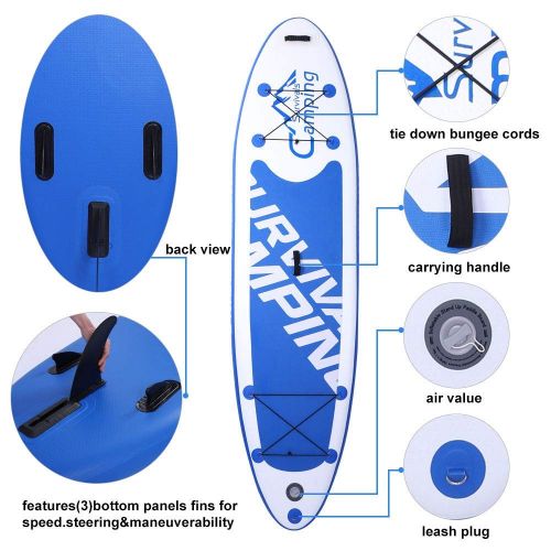 인플레터블 Detailorpin Premium Summer sea Inflatable Stand Up Paddle 6-inch Thickness Board with SUP Accessories Bottom Fin for Youth & Adult Standing Boat, Durable and Lightweight Up to 286.