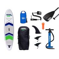Hero SUP 105 Spark Inflatable SUP All-Around Stand Up Paddle Board, Rolling Backpack, 3-Piece Paddle, 3 Removable Fins, Dual Action Hand Pump, Includes New 10 Leash & 15L Dry Bag