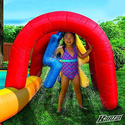 인텍스 Inflatable pool Banzai Splash Zone Water Park (Outdoor Backyard Summer Spring Aqua Splash Slide)