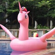 Inflatable toys Summer New Large Unicorn Floating Row Inflatable Toys, Pink PVC Floating Bed Swimming Ring Water Float Toys, Pool Toys - 275140120cm