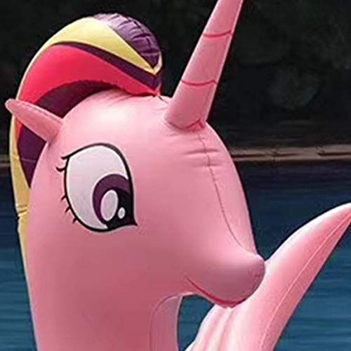  Inflatable toys Summer New Large Unicorn Floating Row Inflatable Toys, Pink PVC Floating Bed Swimming Ring Water Float Toys, Pool Toys - 275140120cm