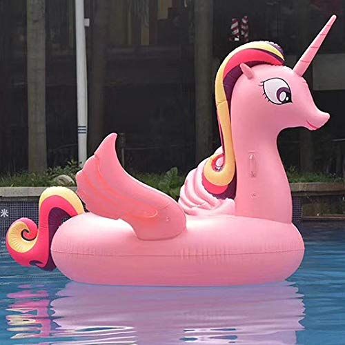  Inflatable toys Summer New Large Unicorn Floating Row Inflatable Toys, Pink PVC Floating Bed Swimming Ring Water Float Toys, Pool Toys - 275140120cm