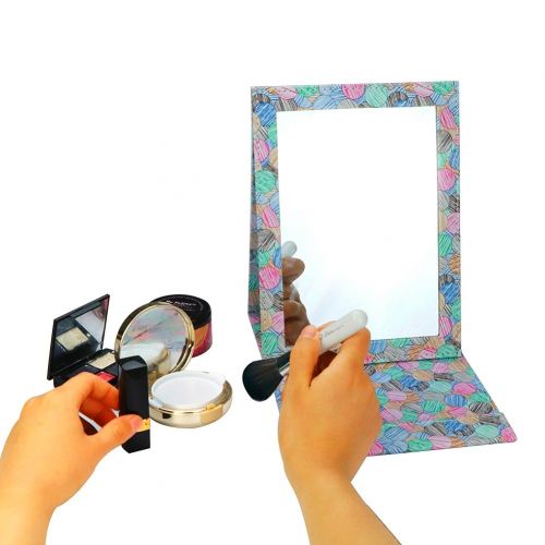  Inforest Folding Travel Vanity Mirror with Desktop Standing Makeup Mirror for Cosmetics Personal Beauty Portable Mirrors (Black)