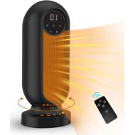 [아마존베스트]Infray Space Heater, 1500W Oscillating Ceramic Tower Heater, Portable Fast Heating Electric Fan Heater with LED Flame Light, 12Hrs Timer, Remote Control & LED Display for Home Offi