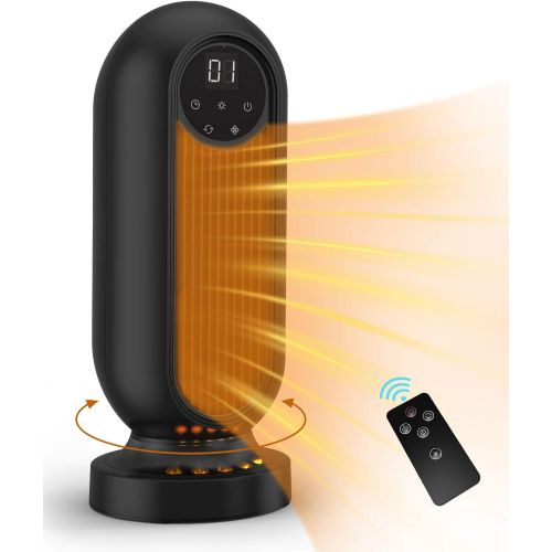  [아마존베스트]Infray Space Heater, 1500W Oscillating Ceramic Tower Heater, Portable Fast Heating Electric Fan Heater with LED Flame Light, 12Hrs Timer, Remote Control & LED Display for Home Offi