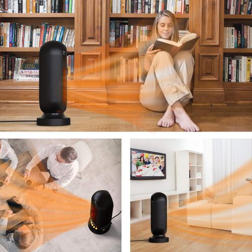  [아마존베스트]Infray Space Heater, 1500W Oscillating Ceramic Tower Heater, Portable Fast Heating Electric Fan Heater with LED Flame Light, 12Hrs Timer, Remote Control & LED Display for Home Offi