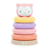 INGENUITY ity by Ingenuity Cutie Stacks, 4 BPA-Free Rings, Faux Wood Stand, Owl Topper, Unisex, for Ages 6 Months and Up - Nally