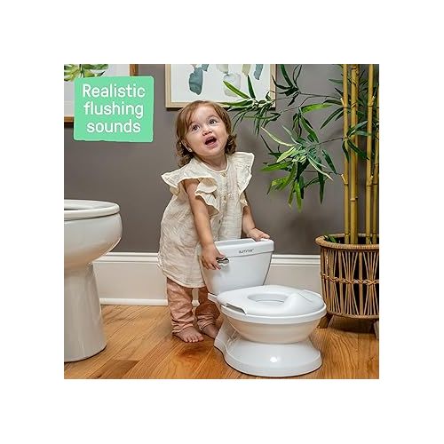 인제뉴어티 Summer Infant by Ingenuity My Size Potty Pro in White, Toddler Potty Training Toilet, Lifelike Flushing Sound, for Ages 18 Months, Up to 50 Pounds