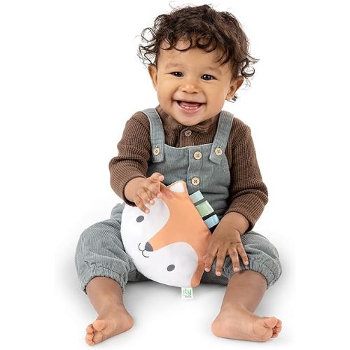 인제뉴어티 Ingenuity: ity by Ingenuity Crinklet, Fox Crinkle Toy for Newborn and Up, Satin Ribbon Tags, C-Link Attachment, Unisex - Kitt