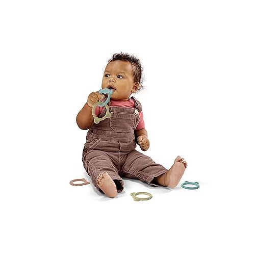 인제뉴어티 Ingenuity Sheppy's Squad Toy Links for Newborn and Up, 12 Links, Plant-Based and BPA-Free Materials, Multi-Texture
