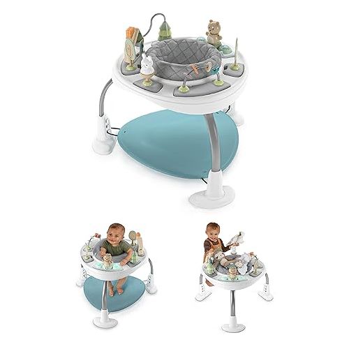인제뉴어티 Ingenuity Spring & Sprout 2-in-1 Baby Activity Center Jumper and Table with Infant Toys - Ages 6 Months +, First Forest