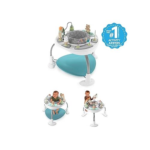 인제뉴어티 Ingenuity Spring & Sprout 2-in-1 Baby Activity Center Jumper and Table with Infant Toys - Ages 6 Months +, First Forest