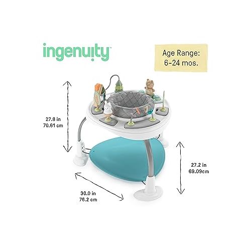 인제뉴어티 Ingenuity Spring & Sprout 2-in-1 Baby Activity Center Jumper and Table with Infant Toys - Ages 6 Months +, First Forest