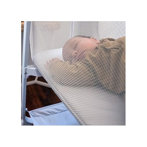 인제뉴어티 Ingenuity Lullanight Soothing Bassinet for Baby with Locking Wheels and-Night-Light, Newborn to 5 Months, Gem, 33.4x20.6x43.8