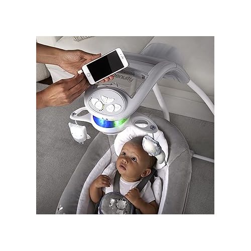 인제뉴어티 Ingenuity InLighten Baby Swing - Cool Mesh Fabric, Vibrations, Swivel Infant Seat, Nature Sounds, Light Up Motorized Mobile - Braden