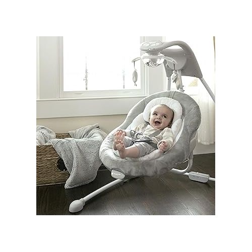 인제뉴어티 Ingenuity InLighten Baby Swing - Cool Mesh Fabric, Vibrations, Swivel Infant Seat, Nature Sounds, Light Up Motorized Mobile - Braden