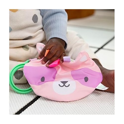 인제뉴어티 Ingenuity: ity by Ingenuity Crinklet, Raccoon Crinkle Toy for Newborn and Up, Satin Ribbon Tags, C-Link Attachment, Unisex - Deni