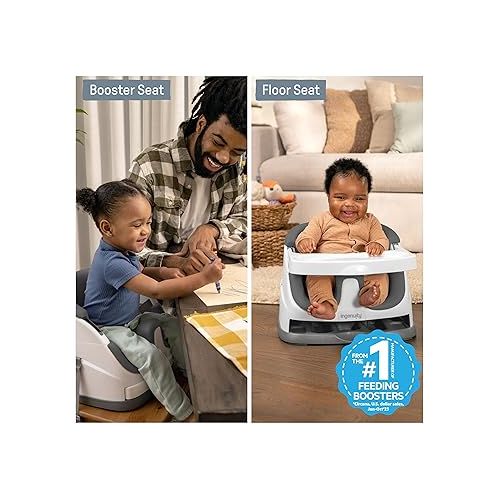 인제뉴어티 Ingenuity Baby Base 2-in-1 Booster Feeding and Floor Seat with Self-Storing Tray - Slate