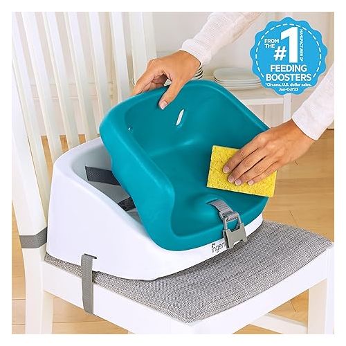 인제뉴어티 Ingenuity SmartClean Toddler Booster Seat for Dining Table with 3-Point Harness Straps, Peacock Blue