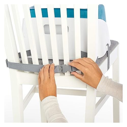 인제뉴어티 Ingenuity SmartClean Toddler Booster Seat for Dining Table with 3-Point Harness Straps, Peacock Blue