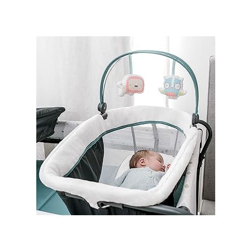 인제뉴어티 Ingenuity Smart and Simple Portable Playard with Changing Table, Play Pen, Bassinet for Infant & Storage Pockets, Easy to Fold - Nash