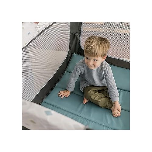 인제뉴어티 Ingenuity Smart and Simple Portable Playard with Changing Table, Play Pen, Bassinet for Infant & Storage Pockets, Easy to Fold - Nash