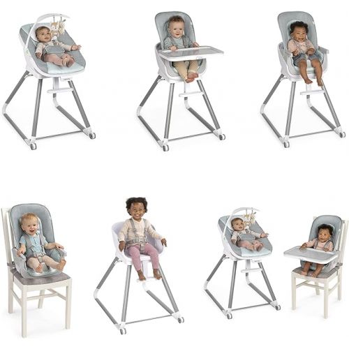 인제뉴어티 Ingenuity Beanstalk Baby to Big Kid 6-in-1 High Chair Converts from Soothing Infant Seat to Dining Booster Seat and more, Newborn to 5 Yrs - Ray
