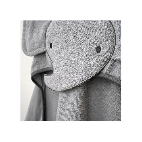 인제뉴어티 Ingenuity Clean & Cuddly Hooded Baby Elephant Bath Animal Towel - Perfect Shower Gift - Grazer