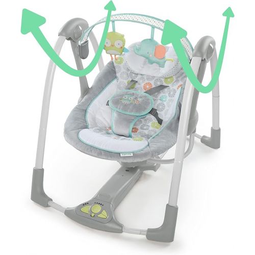 인제뉴어티 Ingenuity Swing 'n Go 5-Speed Baby Swing - Foldable, Portable, 2 Plush Toys & Sounds, 0-9 Months 6-20 lbs (Hugs & Hoots)