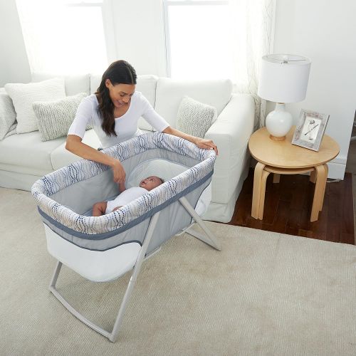 인제뉴어티 Ingenuity Foldaway Rocking Bassinet - Juniper - Portable Folding Rocking Bassinet