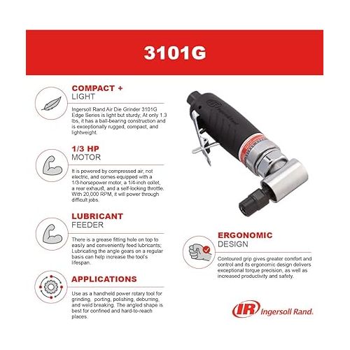  Ingersoll Rand 3101G Air Angle Die Grinder, 20,000 RPM, 0.33 HP, 1/4