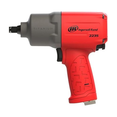  Ingersoll Rand 2235TiMAX-R 1/2” Drive Air Impact Wrench, Lightweight 4.6 lb Design, Powerful Torque Output Up to 1,350 ft/lbs, Titanium Hammer Case, Max Control, Hi-Visibility Red