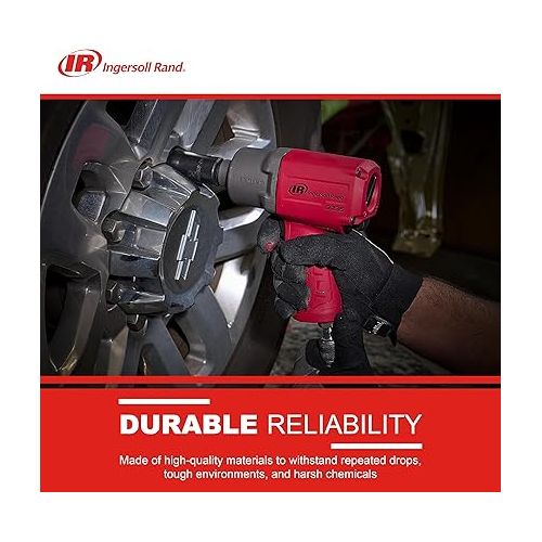  Ingersoll Rand 2235TiMAX-R 1/2” Drive Air Impact Wrench, Lightweight 4.6 lb Design, Powerful Torque Output Up to 1,350 ft/lbs, Titanium Hammer Case, Max Control, Hi-Visibility Red