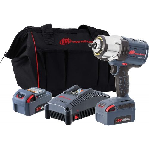  Ingersoll Rand W7152-K22 20V 1/2 Drive Cordless Impact Wrench 2 Battery Kit - High Torque, IQv Power Control w/4 Modes, Brushless Motor, LED Light Ring, 20v, Gray