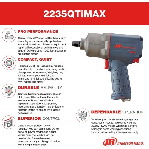  [아마존베스트]Ingersoll Rand 2235QTiMAX 1/2 Quiet Titanium Air Impact Wrench